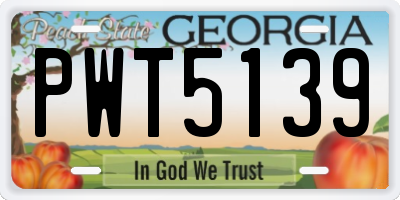 GA license plate PWT5139