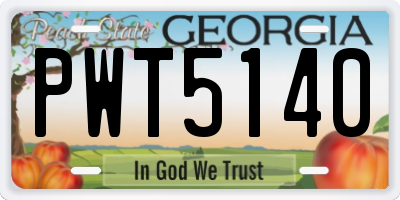 GA license plate PWT5140