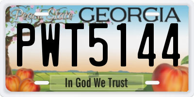 GA license plate PWT5144