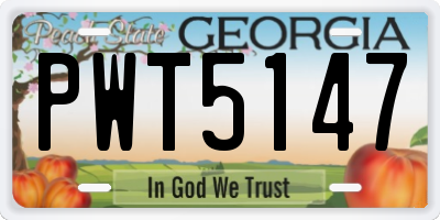 GA license plate PWT5147