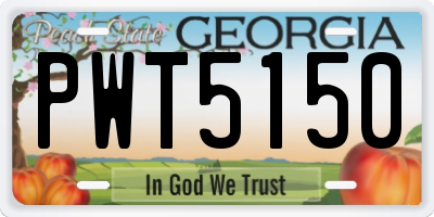 GA license plate PWT5150