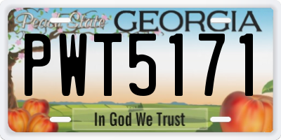 GA license plate PWT5171