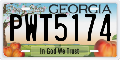 GA license plate PWT5174