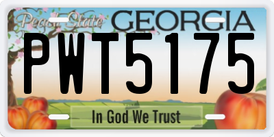 GA license plate PWT5175