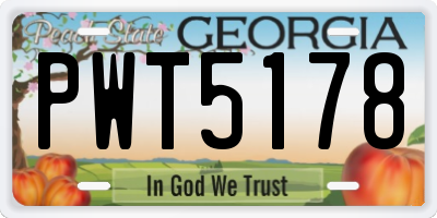 GA license plate PWT5178