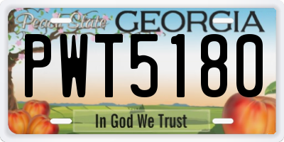 GA license plate PWT5180