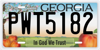 GA license plate PWT5182