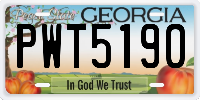 GA license plate PWT5190