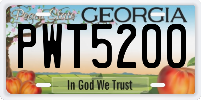 GA license plate PWT5200