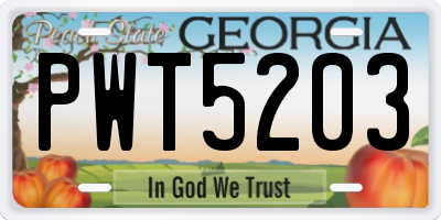 GA license plate PWT5203