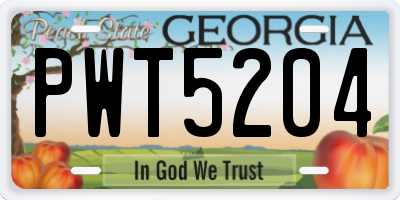 GA license plate PWT5204