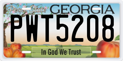 GA license plate PWT5208