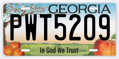 GA license plate PWT5209