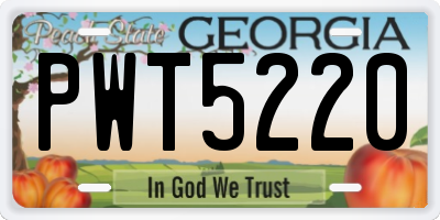 GA license plate PWT5220
