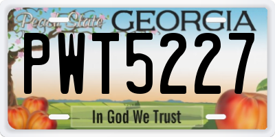 GA license plate PWT5227