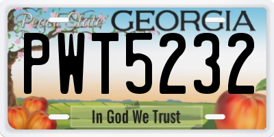 GA license plate PWT5232