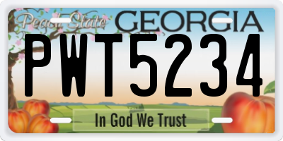 GA license plate PWT5234