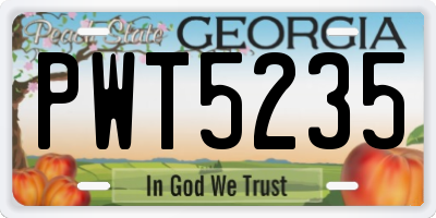 GA license plate PWT5235