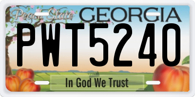 GA license plate PWT5240