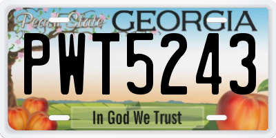 GA license plate PWT5243