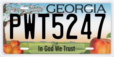 GA license plate PWT5247