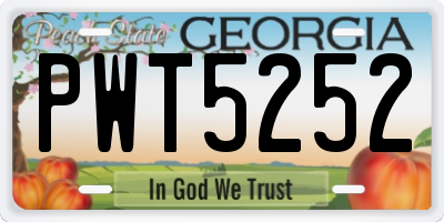 GA license plate PWT5252