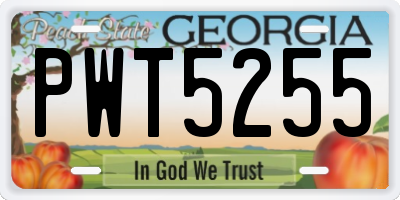 GA license plate PWT5255