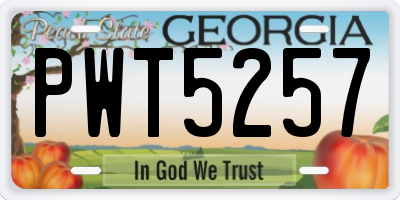 GA license plate PWT5257