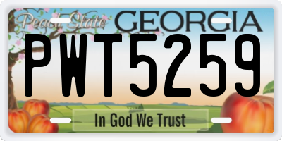GA license plate PWT5259
