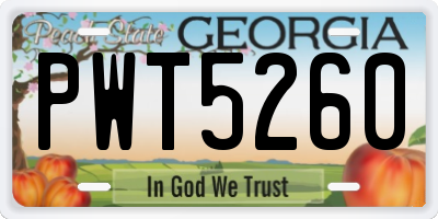 GA license plate PWT5260