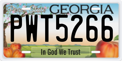 GA license plate PWT5266