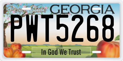 GA license plate PWT5268
