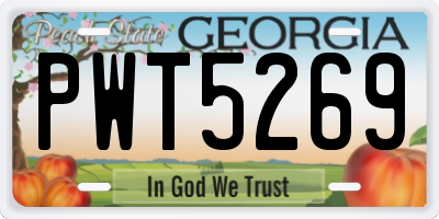 GA license plate PWT5269