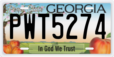 GA license plate PWT5274
