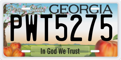 GA license plate PWT5275