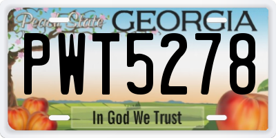 GA license plate PWT5278