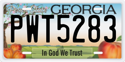 GA license plate PWT5283