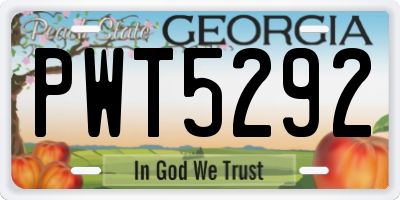 GA license plate PWT5292