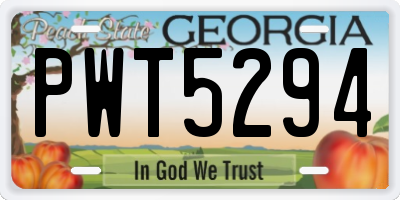 GA license plate PWT5294