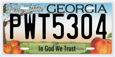 GA license plate PWT5304