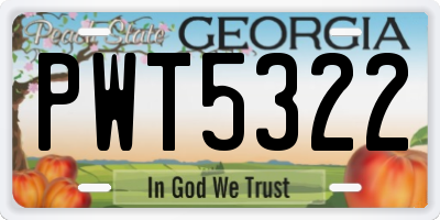GA license plate PWT5322