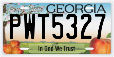 GA license plate PWT5327