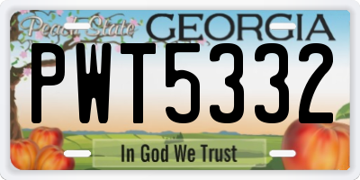 GA license plate PWT5332