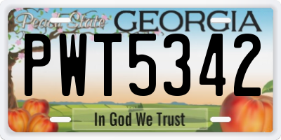 GA license plate PWT5342