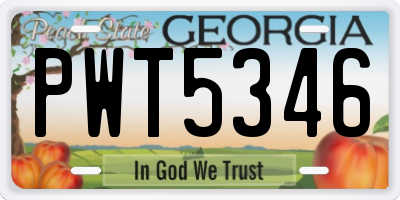 GA license plate PWT5346