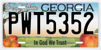 GA license plate PWT5352