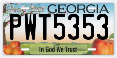 GA license plate PWT5353