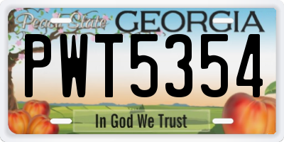 GA license plate PWT5354