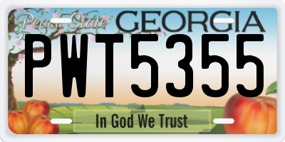 GA license plate PWT5355