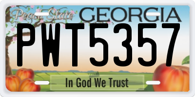 GA license plate PWT5357